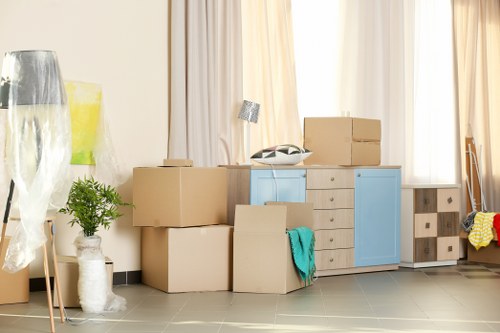 Boxes and furniture arranged for a transparent Southruislip Storage quote