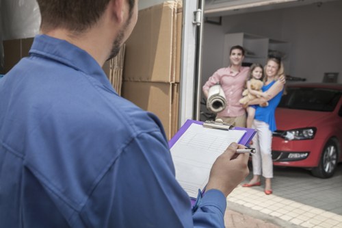 Professional movers loading furniture into a van in South Ruislip